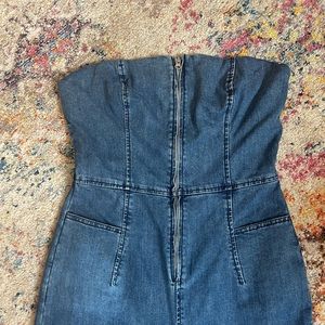 Free People size L denim cropped sleeveless jumpsuit